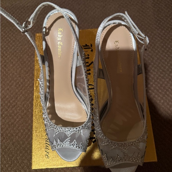 Lady Couture Silver Platform Heels - Picture 5 of 6